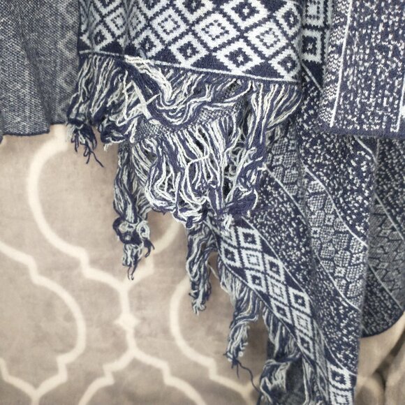 Military Hippie Womens One Size S/M Cardigan Sweater Blue Pattern Open Front - Picture 2 of 6